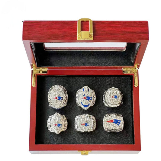 New England Football Championship Rings Set (6 Rings) – Limited Edition Collectible