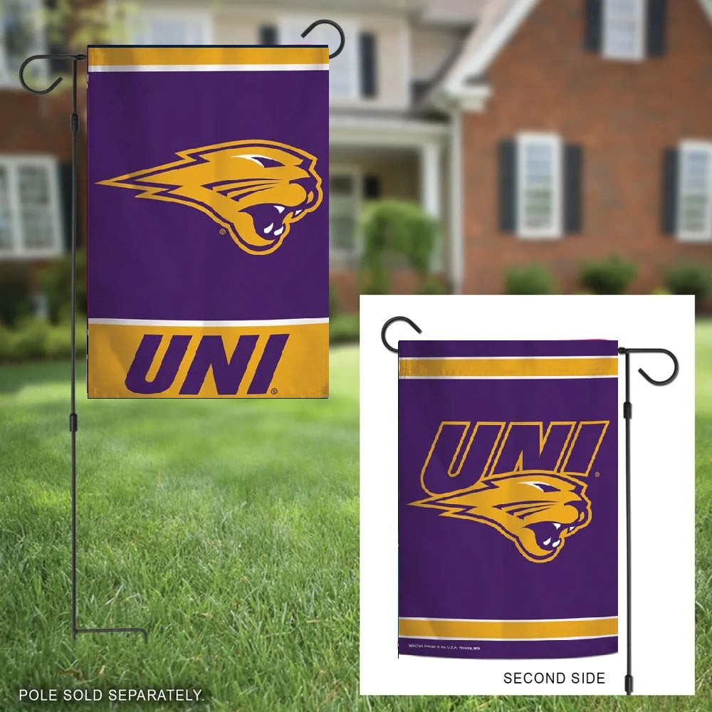 Northern Iowa Panthers 2 Sided Garden Flag UNI Double Logo Design