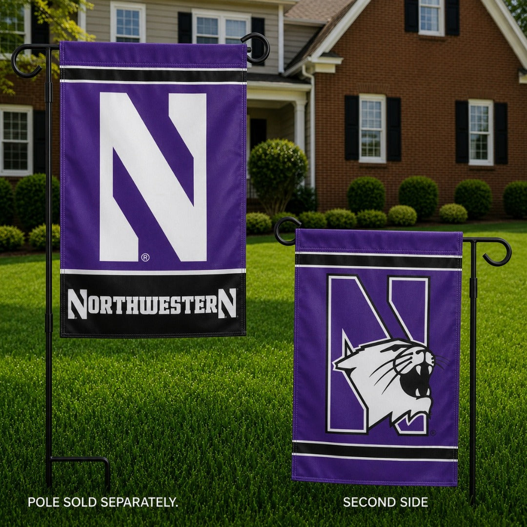 Northwestern Wildcats 2 Sided Garden Flag Logo