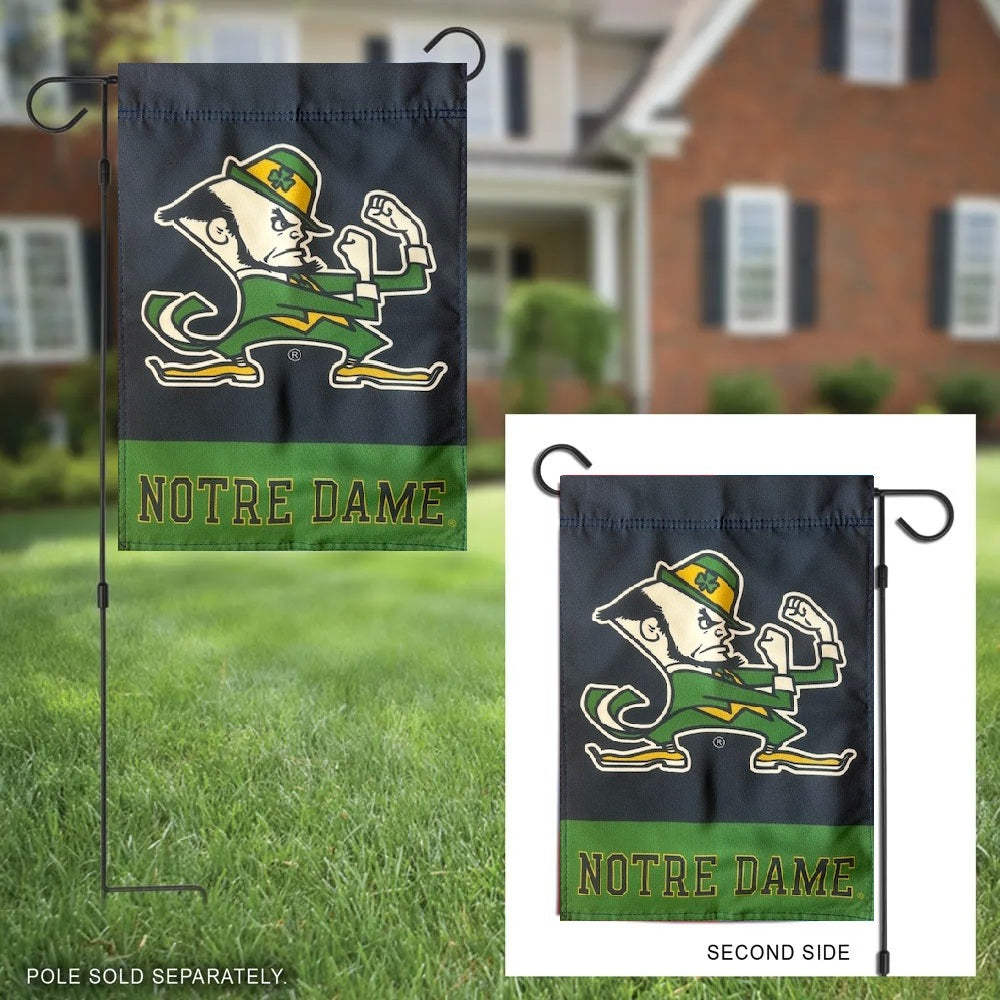 Notre Dame 2 Sided Leprechaun Garden Flag