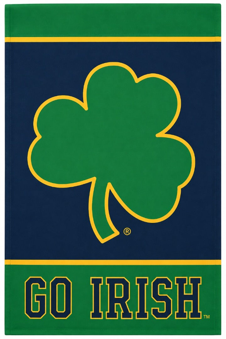 Notre Dame Clover 2 Sided Garden Flag Go Irish