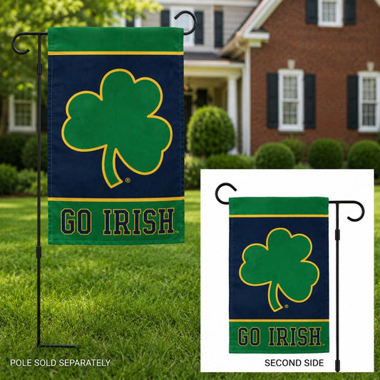 Notre Dame Clover 2 Sided Garden Flag Go Irish