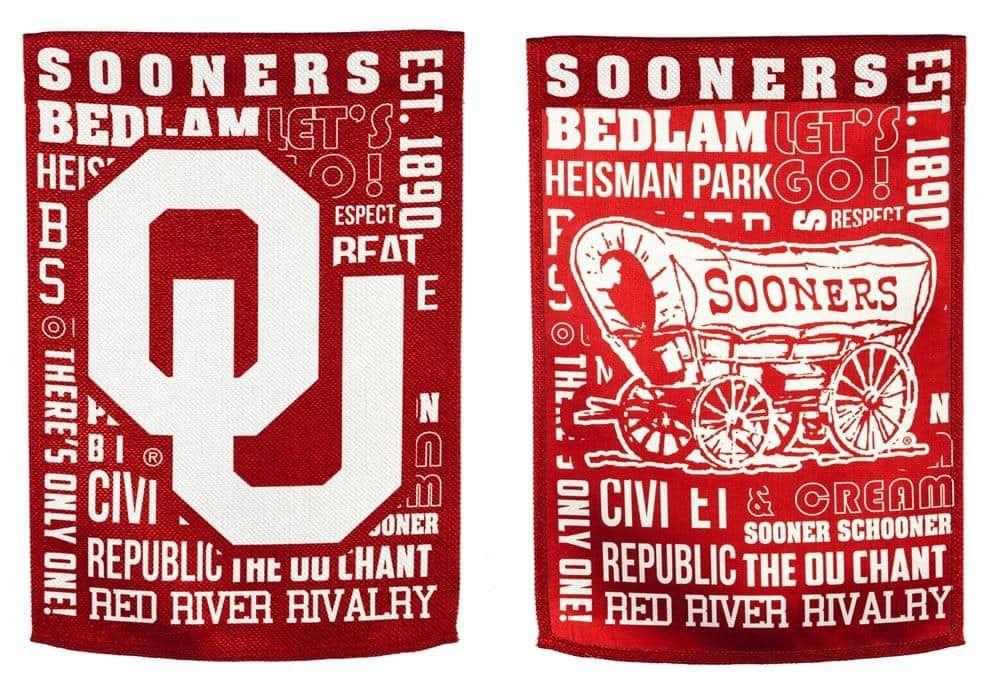 Oklahoma Sooners Garden Flag 2 Sided Fan Rules Bedlam
