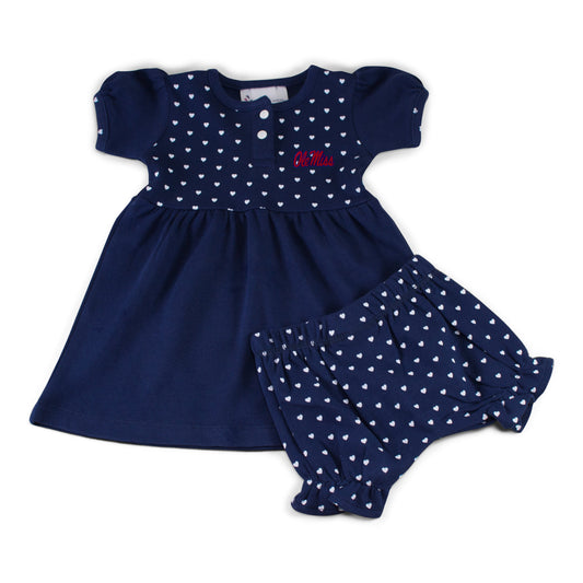 Ole Miss Girl's Heart Dress with Bloomers