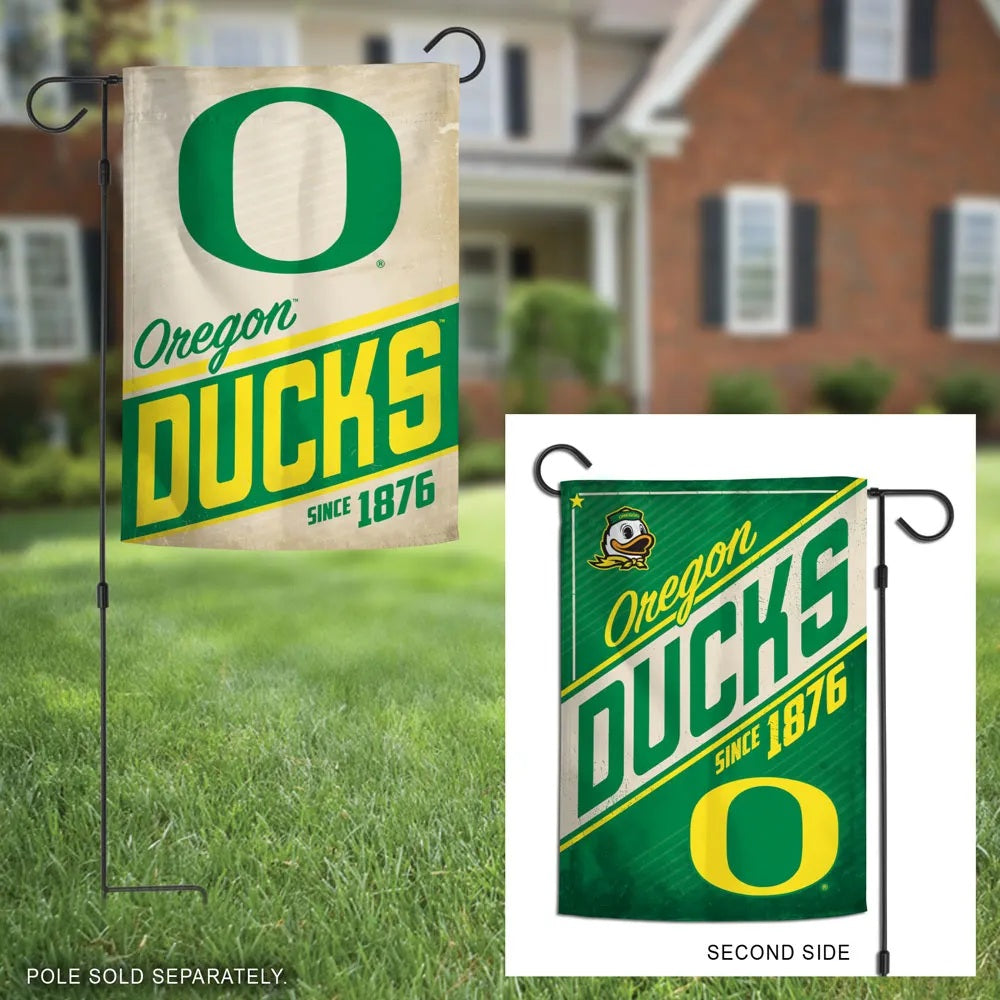 Oregon Ducks Garden Flag 2 Sided Retro Logo
