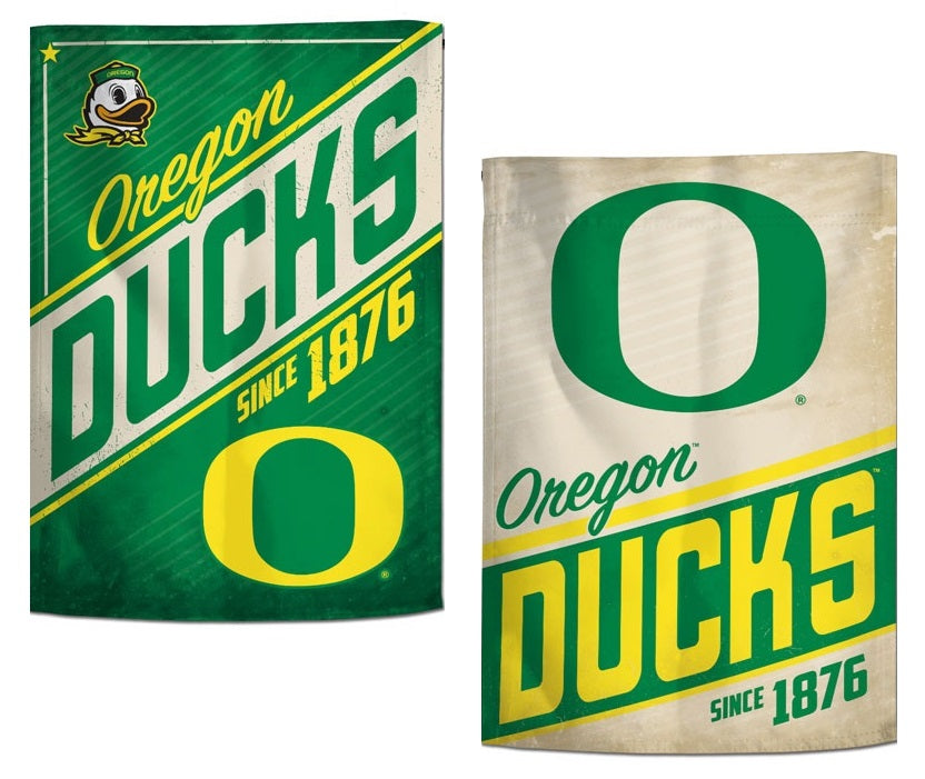 Oregon Ducks Garden Flag 2 Sided Retro Logo
