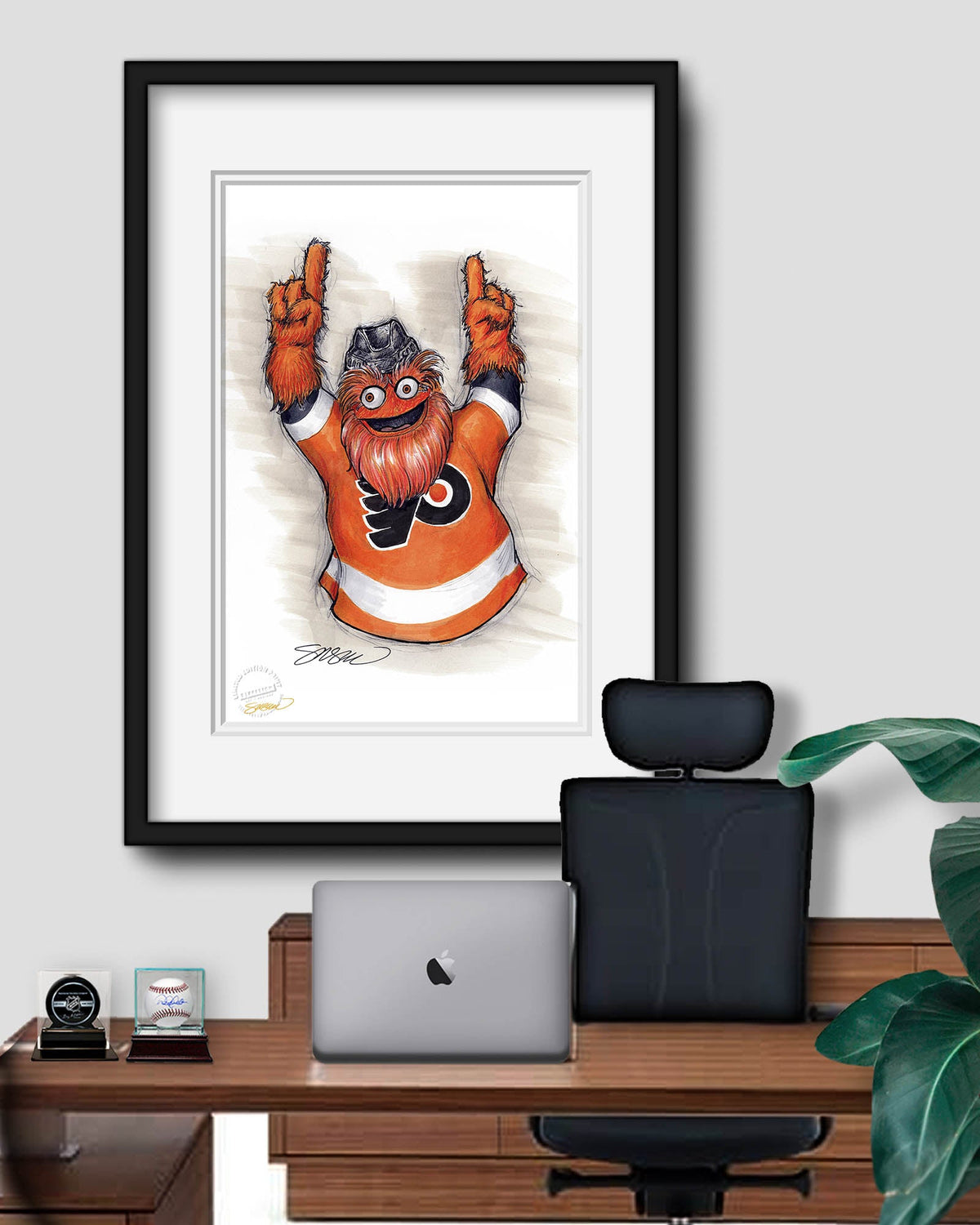 Gritty - Philadelphia Flyers Mascot Ink Sketch Print
