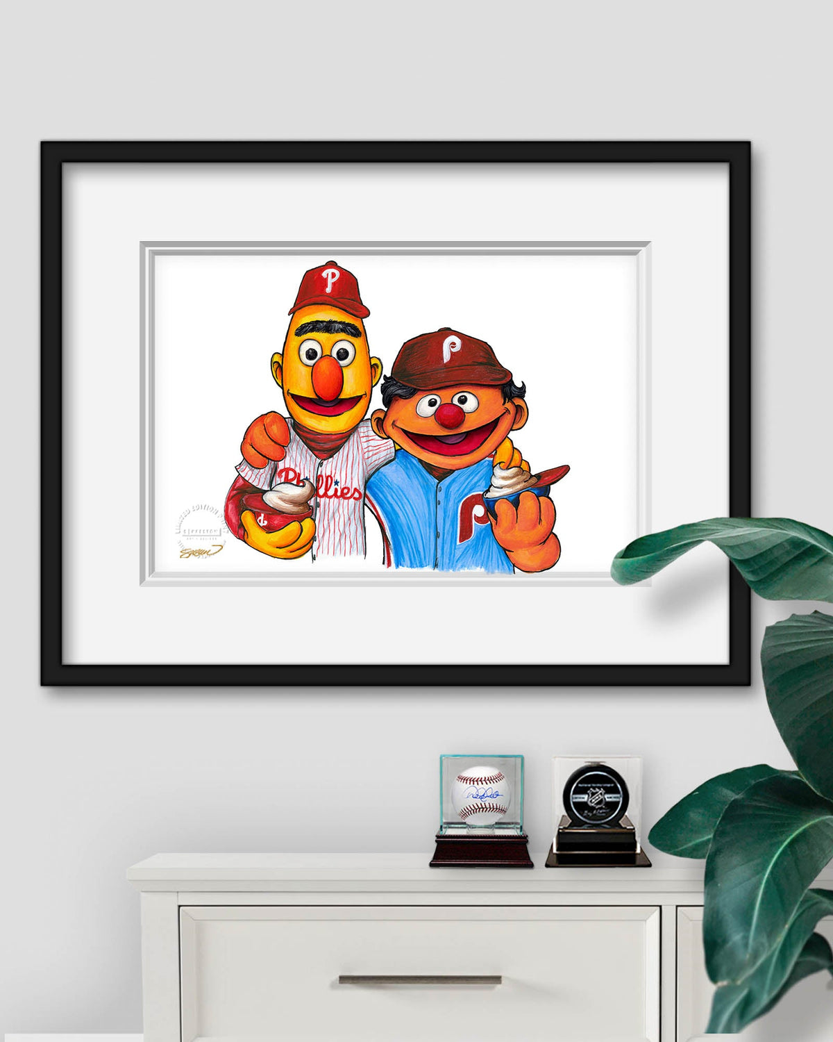 Bert and Ernie x MLB Phillies Limited Edition Art Print