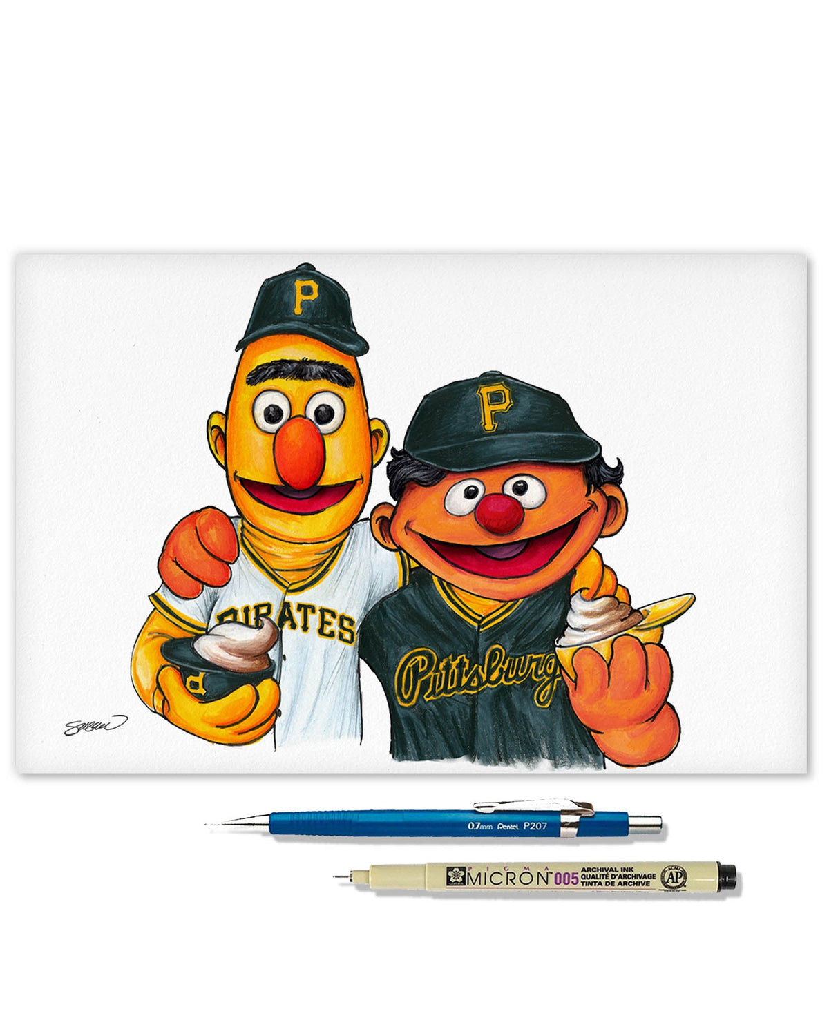 Bert and Ernie x MLB Pirates Limited Edition Art Print