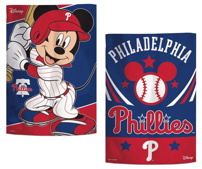 Philadelphia Phillies Garden Flag 2 Sided Mickey Mouse