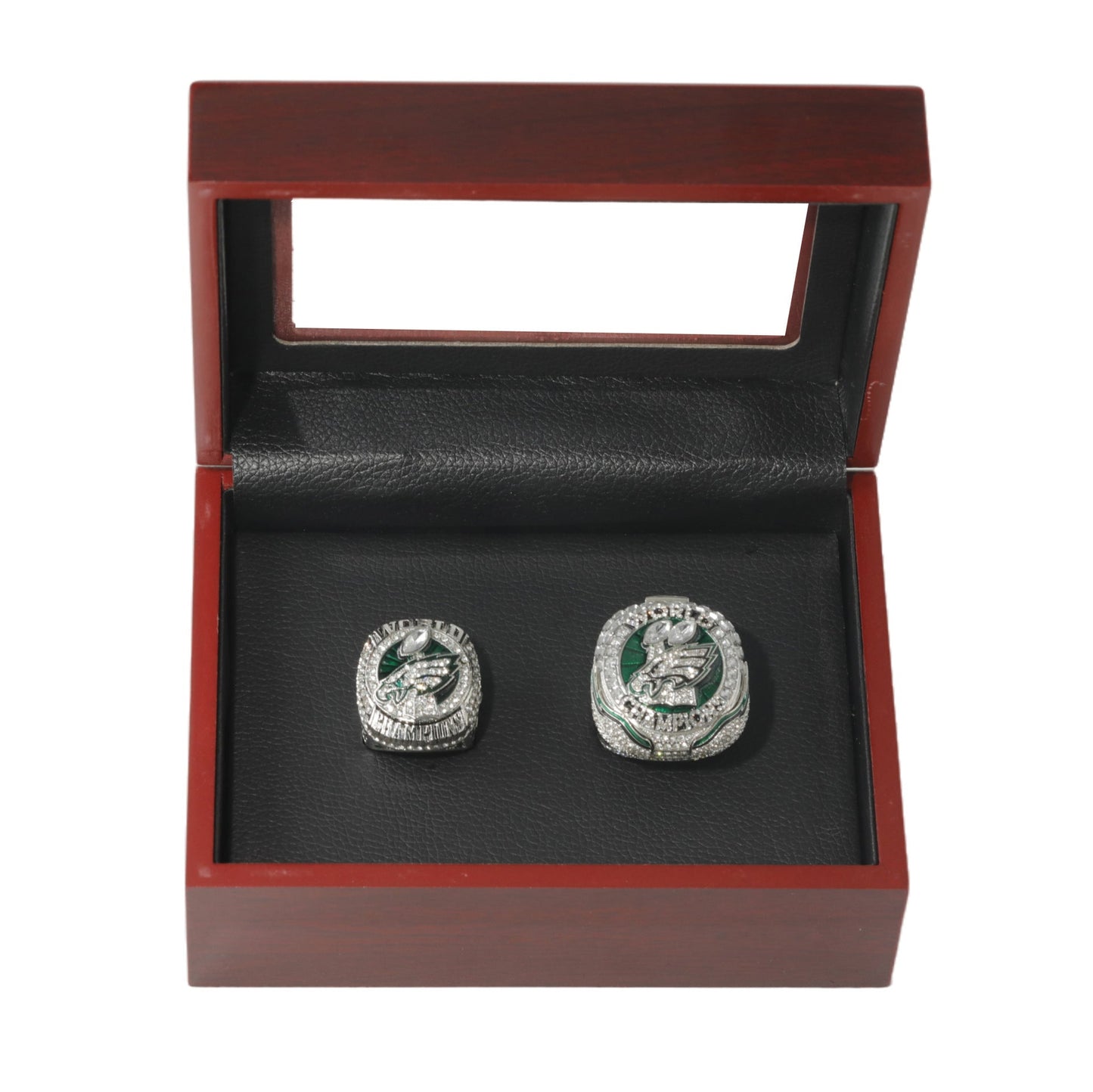 Philadelphia Football Championship Rings Set (2 Rings) – Limited Edition Collectible with Wooden Box