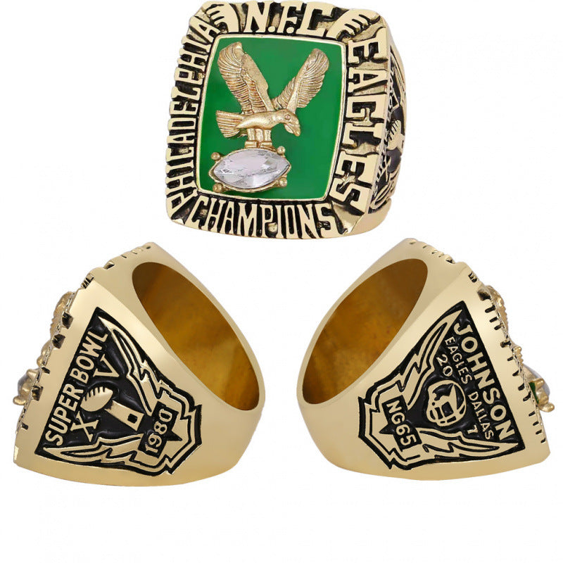 5-Piece Philadelphia Replica Championship Rings Set -  Collectible with Wooden Gift Box