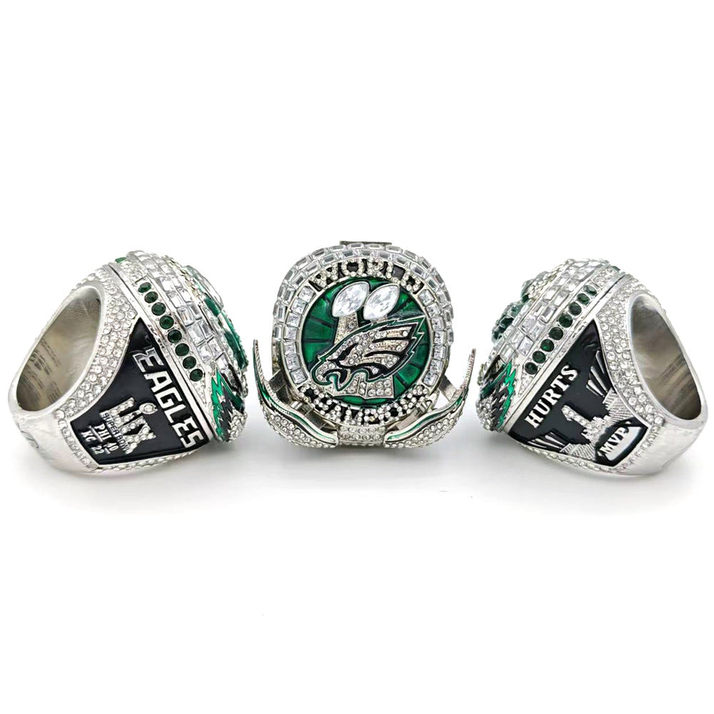 5-Piece Philadelphia Replica Championship Rings Set -  Collectible with Wooden Gift Box