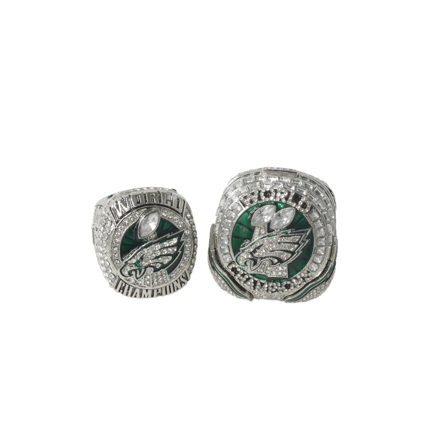 Philadelphia Football Championship Rings Set (2 Rings) – Limited Edition Collectible with Wooden Box