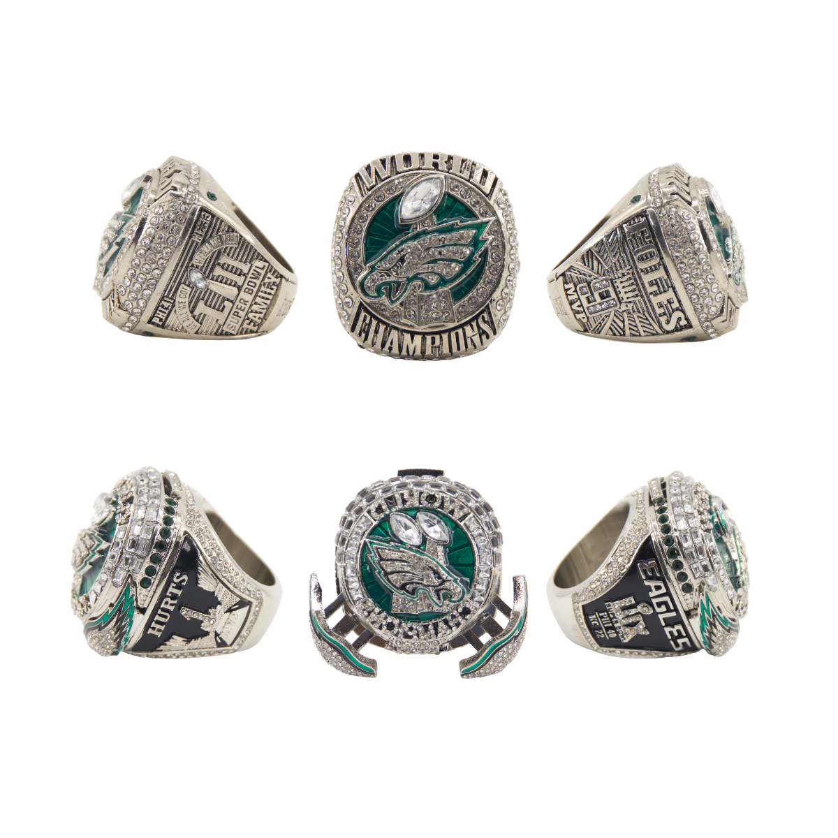 Philadelphia Football Championship Rings Set (2 Rings) – Limited Edition Collectible with Wooden Box