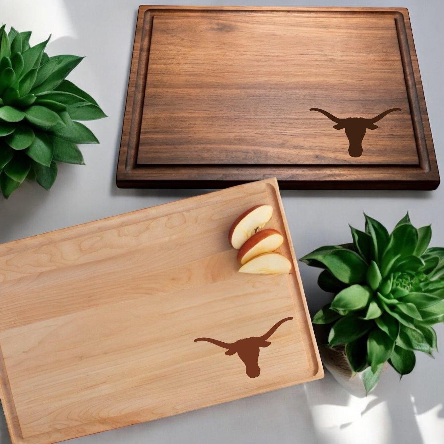 Texas Longhorns Maple or Walnut Hardwood Cutting Boards