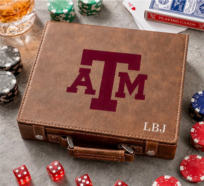 Officially Licensed Texas A&M University 100 Chip Leather Poker Set