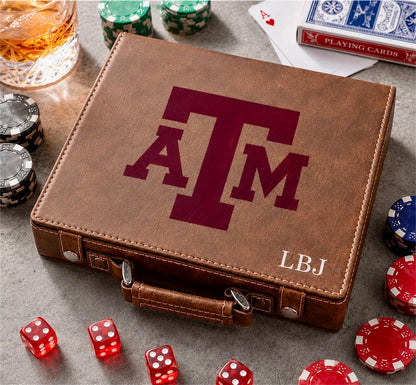 Officially Licensed Texas A&M University 100 Chip Leather Poker Set