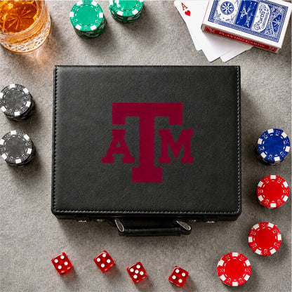 Officially Licensed Texas A&M University 100 Chip Leather Poker Set