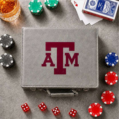 Officially Licensed Texas A&M University 100 Chip Leather Poker Set