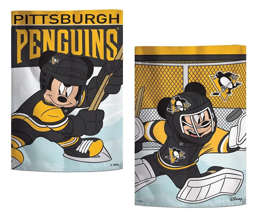 Pittsburgh Penguins Mickey Mouse 2 Sided Garden Flag