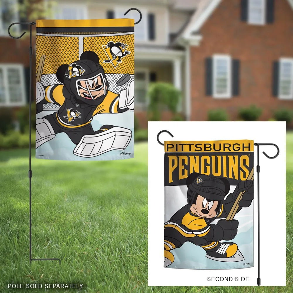 Pittsburgh Penguins Mickey Mouse 2 Sided Garden Flag