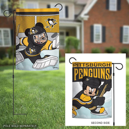 Pittsburgh Penguins Mickey Mouse 2 Sided Garden Flag