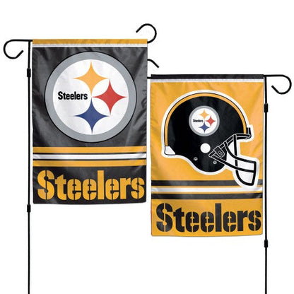 Pittsburgh Steelers 2 Sided Double Logo Garden Flag