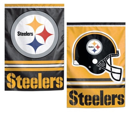 Pittsburgh Steelers 2 Sided Double Logo Garden Flag