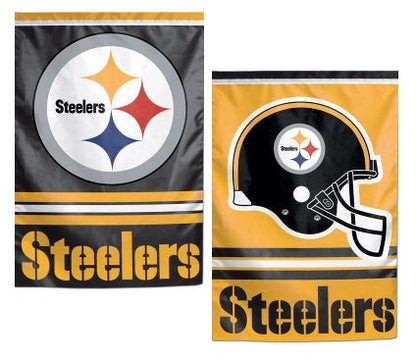 Pittsburgh Steelers 2 Sided Double Logo Garden Flag