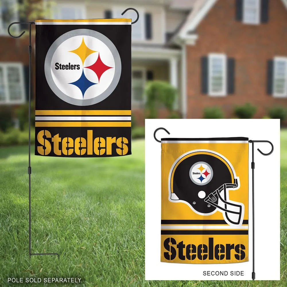 Pittsburgh Steelers 2 Sided Double Logo Garden Flag