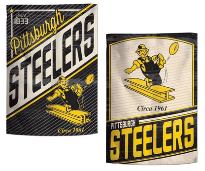 Pittsburgh Steelers Garden Flag 2 Sided Retro Classic Logo