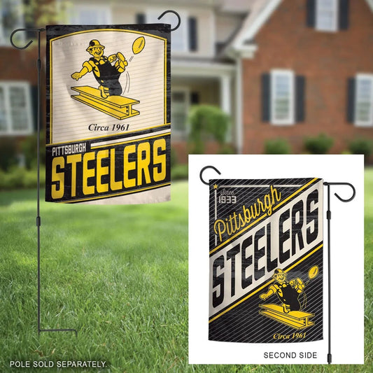 Pittsburgh Steelers Garden Flag 2 Sided Retro Classic Logo