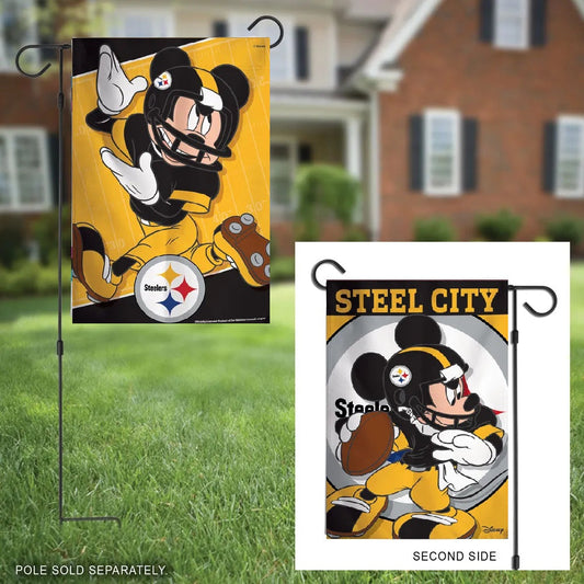 Pittsburgh Steelers Mickey Mouse 2 Sided Garden Flag Steel City