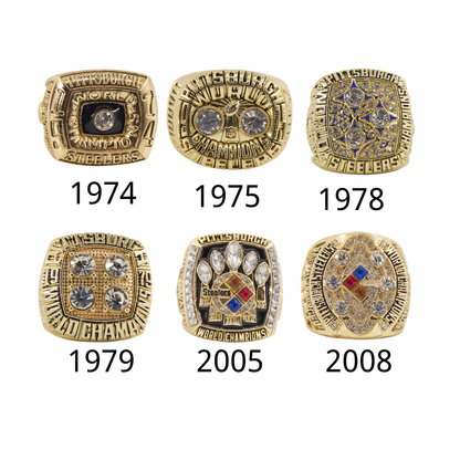 Pittsburgh Football Championship Rings Set (6 Rings) – Limited Edition Collectible Gift