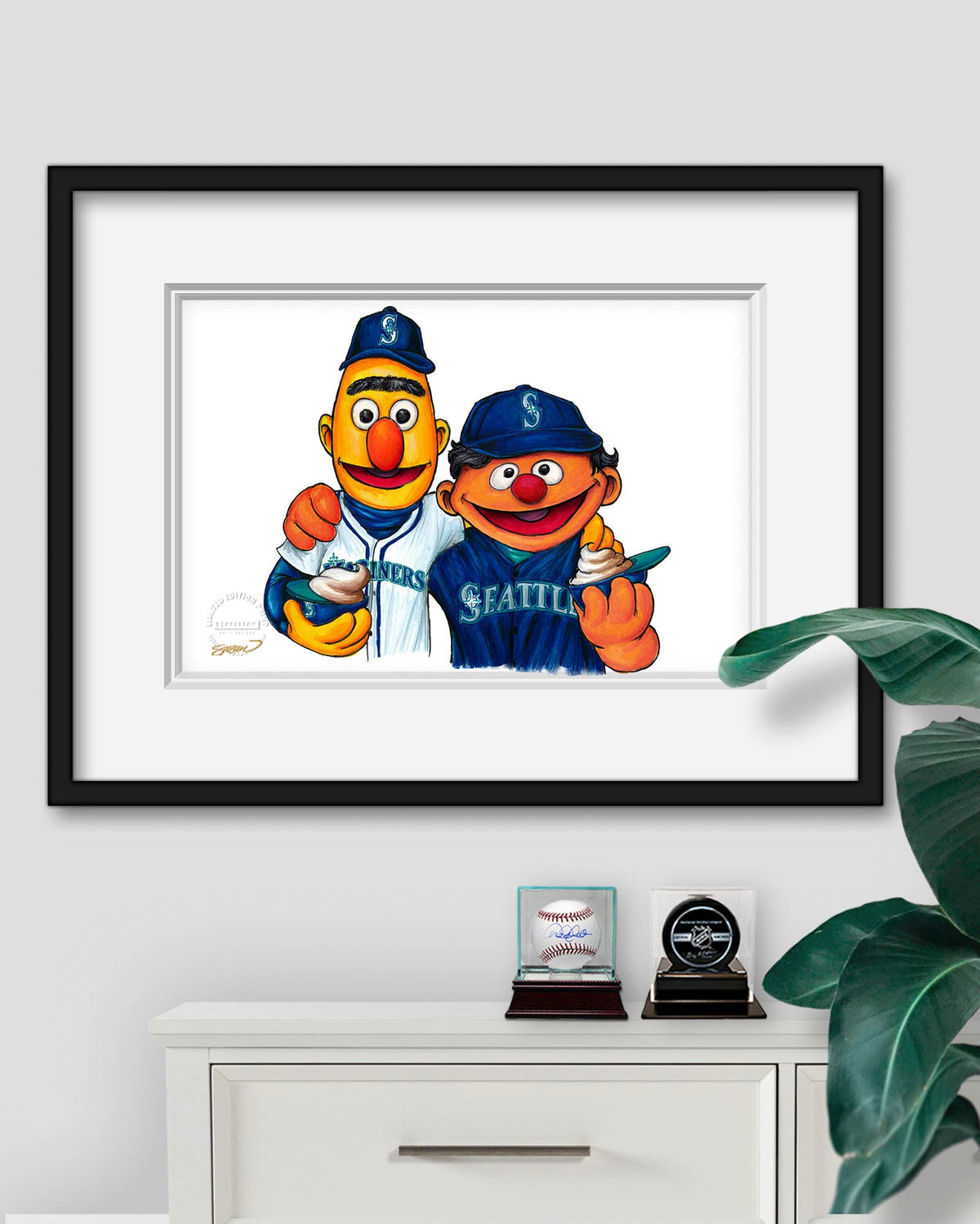Bert and Ernie x MLB Mariners Limited Edition Art Print