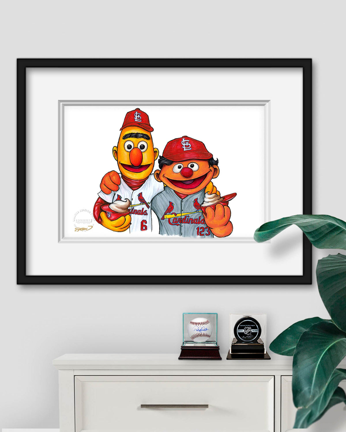 Bert and Ernie x MLB St. Louis Cardinals Art Print