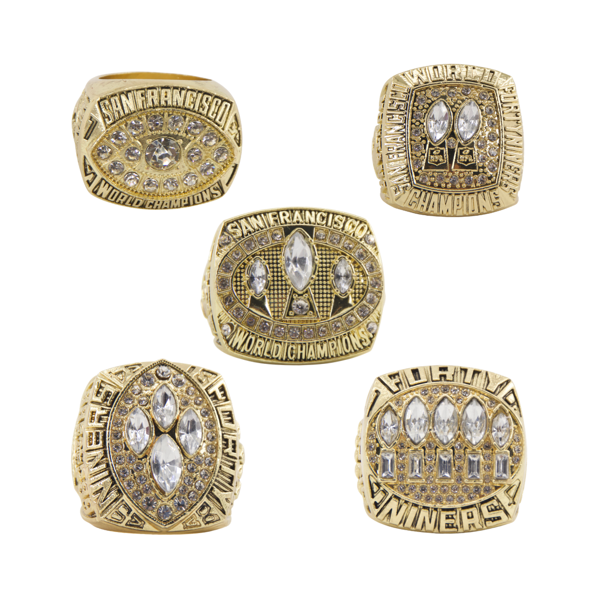 San Francisco Championship Ring Set – Football Championship Replica Rings Collection with Premium Wooden Display Box