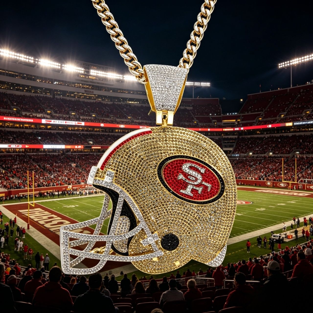 San Francisco Oversized Helmet Pendant Necklace – Perfect for Game Day & Holidays
