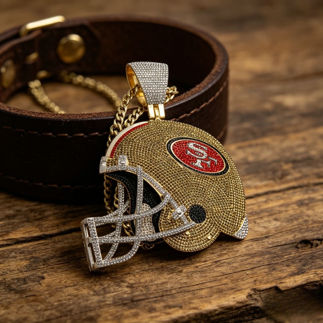 San Francisco Oversized Helmet Pendant Necklace – Perfect for Game Day & Holidays