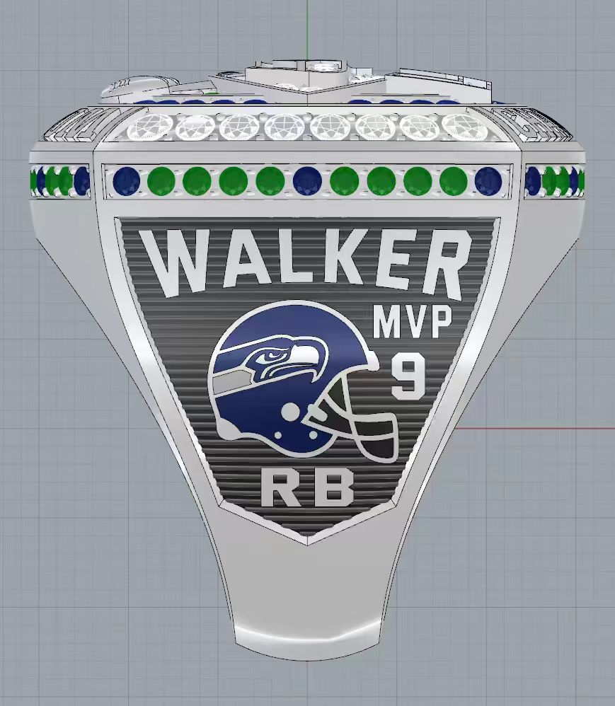 2025 Seattle Football Championship LX Ring – Kenneth Walker III MVP Collector's Memorabilia