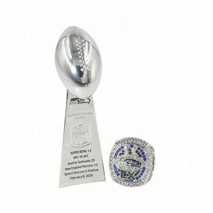 2025 Seattle Football Championship Ring and Trophy Set-Fan Celebration Gift for Holidays & Game Day