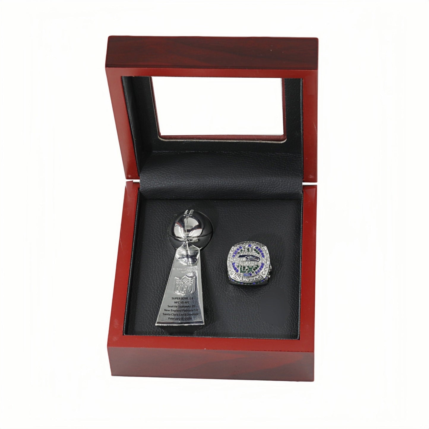 2025 Seattle Football Championship Ring and Trophy Set-Fan Celebration Gift for Holidays & Game Day