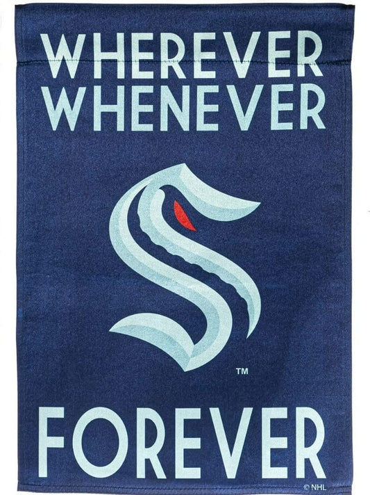 Seattle Kraken Garden Flag 2 Sided Wherever Whenever Forever