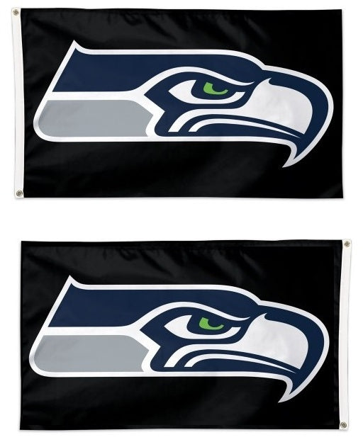 Seattle Seahawks 2 Sided Black 3x5 Flag