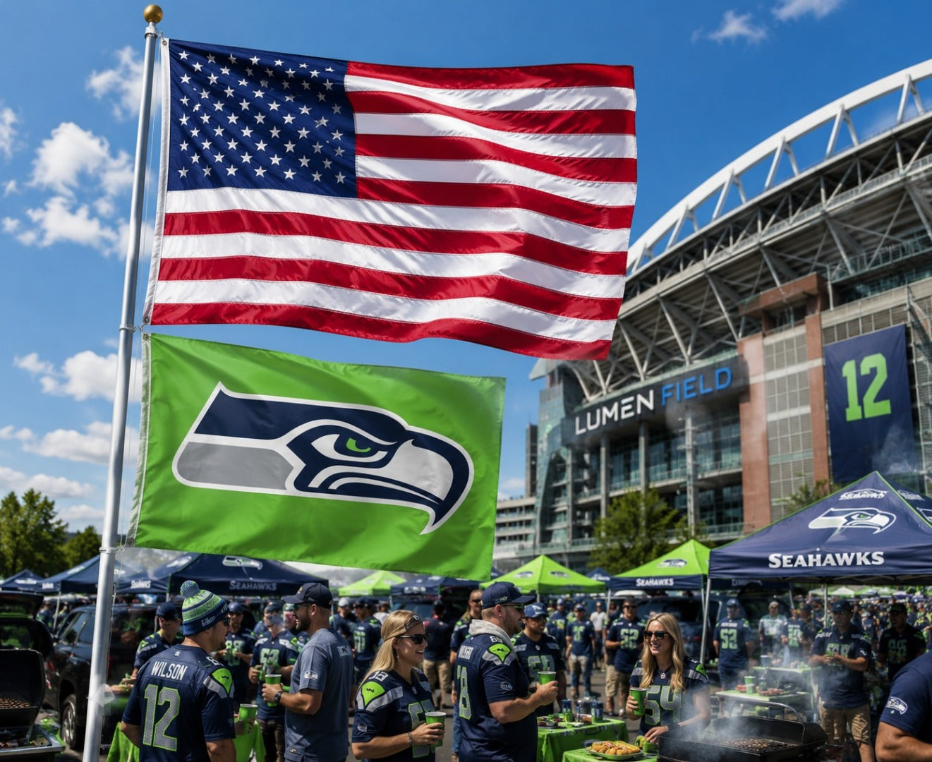 Seattle Seahawks Green 3x5 Flag