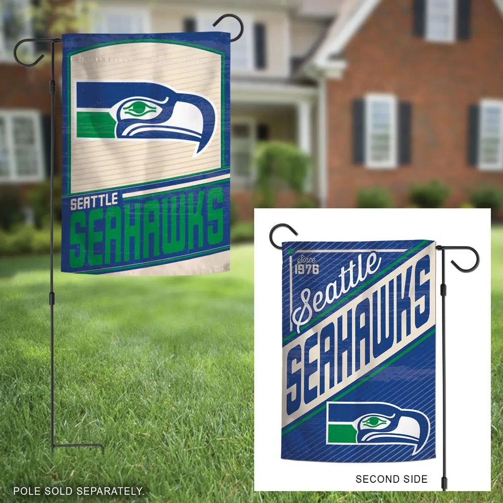 Seattle Seahawks Retro 2 Sided Garden Flag