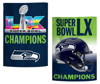 Seattle Seahawks Super Bowl LX Champions 2 Sided Garden Flag