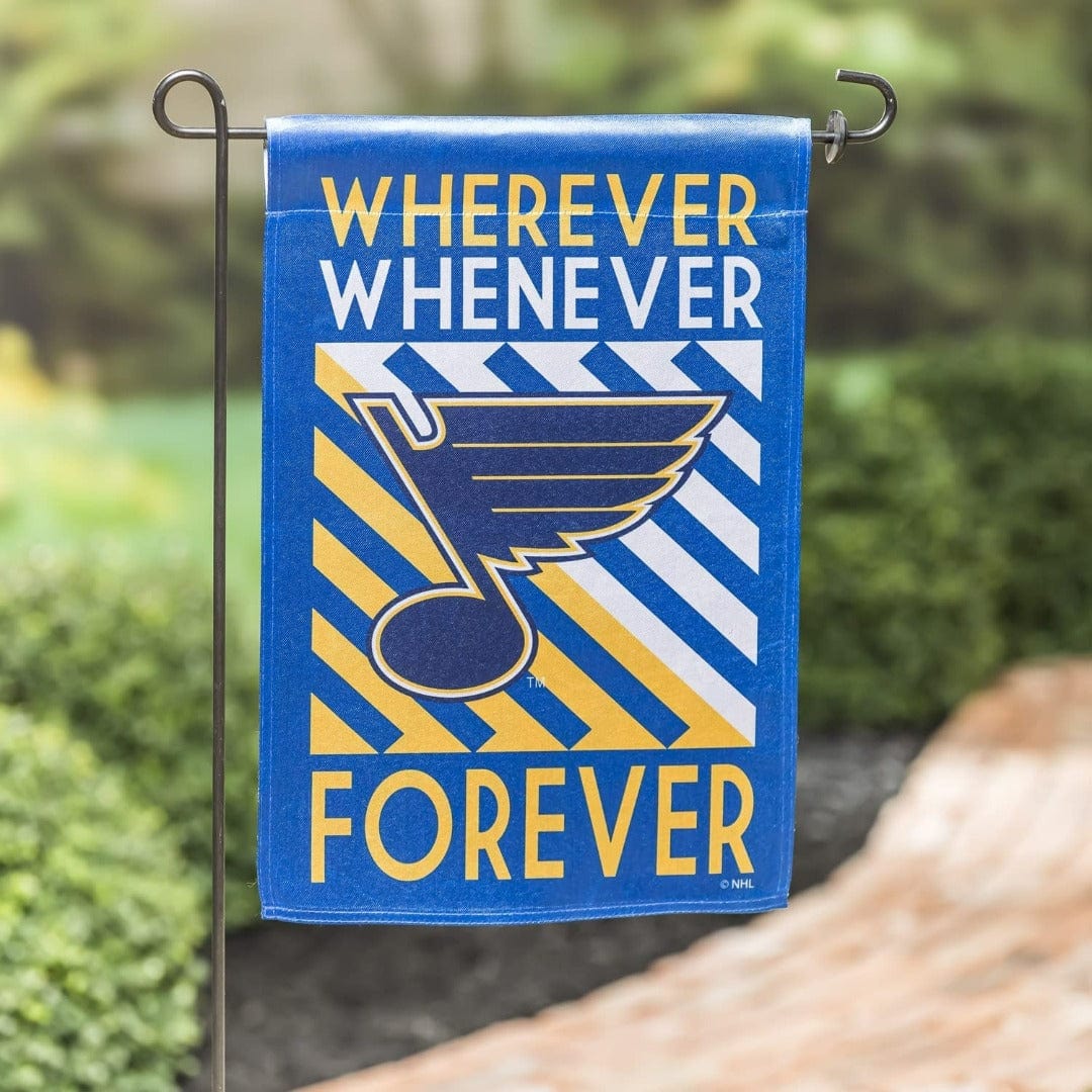 St Louis Blues Garden Flag 2 Sided Wherever Whenever Forever
