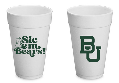 Baylor Styrofoam Cups Set of 8 - 20 ounces